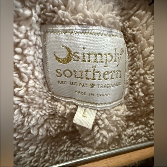 Simply Southern Sweater Size L with quarter zip and Stripe Accents - Picture 2 of 4